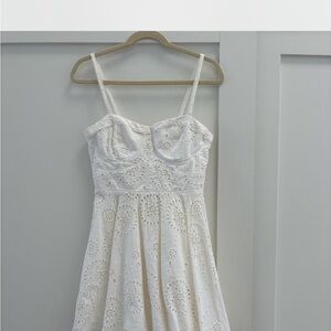 Zara Strapless White Eyelet Dress